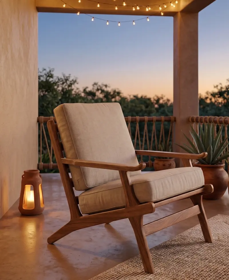 Sillón Ontario en un balcón al atardecer